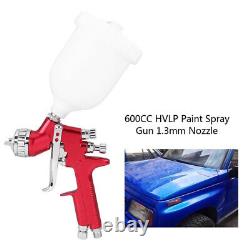 New 1.3mm Nozzle HVLP Auto Paint Air Spray Gun Kit 600cc Gravity Feed Car Primer