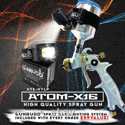 New Atom Mini X16 HVLP Professional Spray Gun Cars Paint With FREE GUNBUDD LIGHT