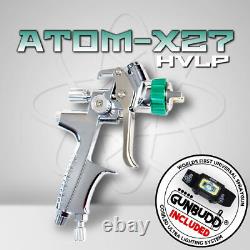 New Atom X27 HVLP Professional Spray Gun Cars Paint With FREE GUNBUDD LED LIGHT