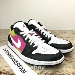 Nike Air Jordan 1 Low Black Active Fuchsia Cyber Spray Paint CW5564-001 Men's 17