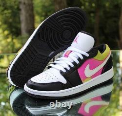 Nike Air Jordan 1 Low Spray Paint Mens Size 8.5 Black Fuchsia Cyber CW5564-001