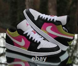 Nike Air Jordan 1 Low Spray Paint Mens Size 9.5 Black Fuchsia Cyber CW5564-001