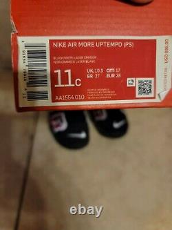 Nike Air More Uptempo PS Laser Crimson Spray Paint Shoes AA1554-010 SZ 11c