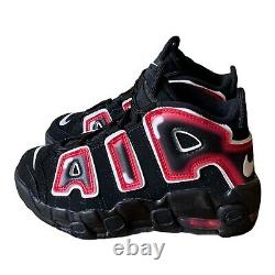 Nike Air More Uptempo PS Laser Crimson Spray Paint Shoes AA1554-010 Size 1Y
