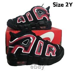 Nike Air More Uptempo PS Laser Crimson Spray Paint Shoes AA1554-010 Size 2Y