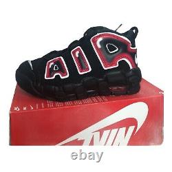 Nike Air More Uptempo PS Laser Crimson Spray Paint Shoes AA1554-010 Size 2Y