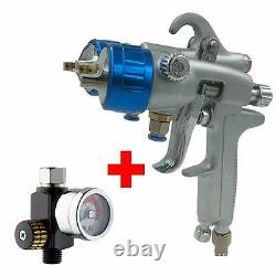 Paint Spray Air Gun SAT1189 Hvlp Feed Gravity Kit 2 Sprayer Pressure Gauge Blue