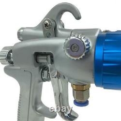 Paint Spray Air Gun SAT1189 Hvlp Feed Gravity Kit 2 Sprayer Pressure Gauge Blue