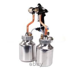 Paint chrome double nozzle head spray gun with tank pot can for chroming
