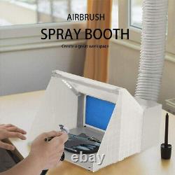 Portable Airbrush Paint Spray Booth with Dual Fan Air Compressor Kit 3 Gun 8 Color