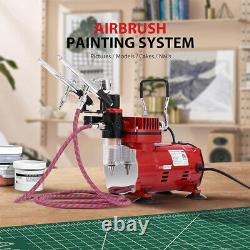 Portable Airbrush Paint Spray Booth with Dual-action Airbrush Compressor 3 Guns