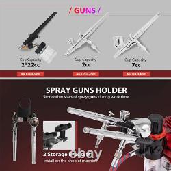 Portable Airbrush Paint Spray Booth with Dual-action Airbrush Compressor 3 Guns