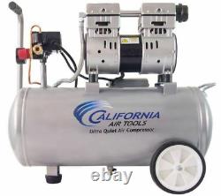 Portable Electric Quiet Oil-Free Air Compressor 8 Gal Tank 1HP Dual Piston Pump