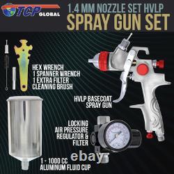 Professional HVLP Paint Spray Gun 1.4mm Fluid Tip, Gravity Feed with Air Re