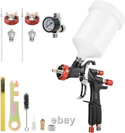 R500 LVLP Air Spray Gun with 1.3/1.5/1.7mm Nozzles and Air Regulator A610 Paint