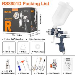 REFINE HVLP Air Spray Gun 1.8mm 600ml Professional Auto Paint Gun for Car Primer