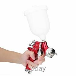 Red Spray Gun Paint HVLP 1.3mm Nozzle Kit Air Gravity Feed Sprayer Painting Tool