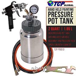 TCP Global 2 Quart Paint Pressure Pot with Spray Gun and 5 Foot Air and Fluid Ho