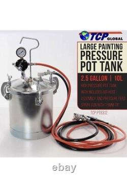 TCP Global Pressure Tank Paint Spray Gun with 1.5 Mm Nozzle 2-1/2 Gal. Pressu