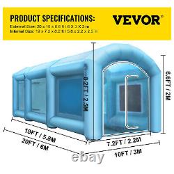 VEVOR Inflatable Paint Spray Booth Tent 20x10x8ft withAir Filter 750W+350W Blowers