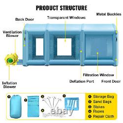 VEVOR Inflatable Paint Spray Booth Tent 20x10x8ft withAir Filter 750W+350W Blowers