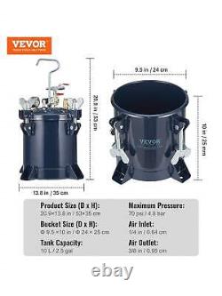 VEVOR10L/2.5gal Spray Paint Pressure Pot Tank, 70PSI Max Air Paint Pressure Pot