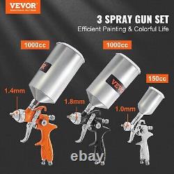 Vevor Auto Paint Air Spray Gun Kit Gravity Feed Car Primer 1.0/1.4/1.8 Mm Nozzl