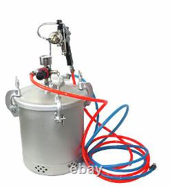 2-1/2 Gallon Air Paint Pressure Pot Aluminium Tank Spray Gun Sprayer & Hoses