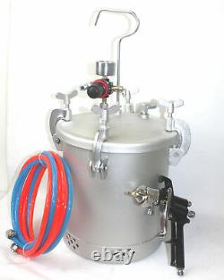 2-1/2 Gallon Air Paint Pressure Pot Aluminium Tank Spray Gun Sprayer & Hoses