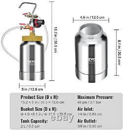 2,11 Quart Pot de Peinture Professionnel Pression Réservoir Pulvérisateur Pistolet 1,8 mm Buses 45 psi/3 m Tuyaux