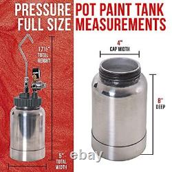 2 Quart Pot de peinture sous pression avec pistolet pulvérisateur et assemblage de tuyau d'air et de fluide de 5 pieds.