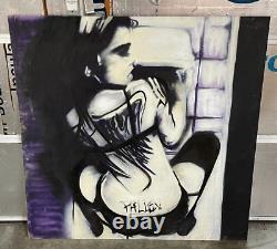 48x48 Abstraction Expressionnisme Peinture en Spray Air Brush PALLEN Violet FILLE FEMME