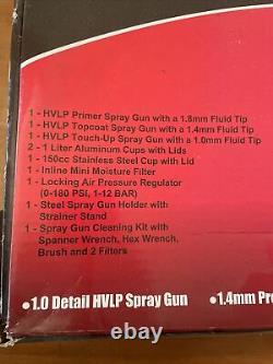 Aeropro Hvlp 10 Pièces Pistolet De Pulvérisation Kit G7000 New-other Open Box Hot Rod Auto Paint