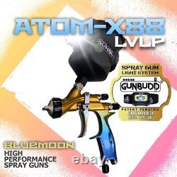 Atom X88 Pistolet pulvérisateur LVLP à alimentation par gravité Bluemoon pour peinture de voitures avec embouts de 1,3 et 1,4