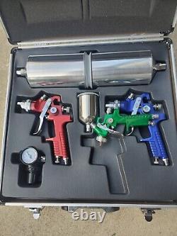 Automotive Spray Gun Gravity Feed Paint Air Sprayer Hvlp Kit De Voiture Outil 3 Buse