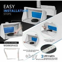 Cabine de pulvérisation de peinture à air double ventilateur et ensemble de kit de 3 aérographes avec compresseur d'air de 1/5 HP
