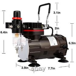 Cabine de pulvérisation de peinture à l'aérographe portable avec compresseur d'air de 1/5 HP et 3 kits d'aérographe