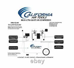 California Tools 8010 Compresseur D’air Ultra Quiet 1.0 HP Steel Tank 8 Gal Silver