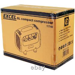 Compresseur D’air Excel 230v 6l 300w Pour Peinture En Aérosol, Brossage De L’air Du Gonfleur De Pneus