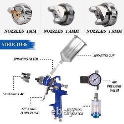 Ensemble de pistolet pulvérisateur HVLP 3 pièces, apprêt pour peinture automobile avec régulateur d'air et entretien K