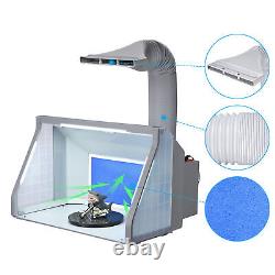 Kit de cabine de pulvérisation de peinture à air comprimé portable avec 3 lumières LED, double ventilateurs et filtre d'échappement.