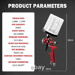 Kit de pulvérisation de peinture pour voiture avec 2 pistolets à peinture HVLP 1,3 mm pour bricolage à domicile et véhicules