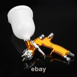 New 1.3mm 600ml Hvlp Air Spray Gun Kit Gravity Feed Golden Painting Tools Kit Us