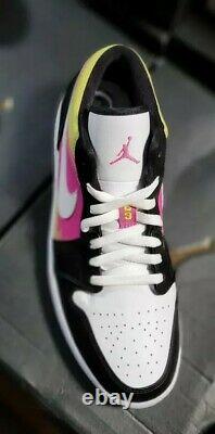 Nike Air Jordan 1 Low Cyber Spray Paint Noir Fuchsia Retro Hommes 12 Cw5564 001