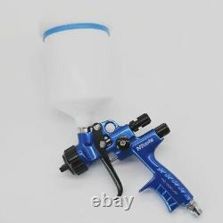 Pistolet De Peinture Automobile Lvlp 1.3mm Réservoir De Buse Blue Pistol Sprayeur D'air Gti Pro Outils