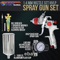 Pistolet à peinture HVLP professionnel avec buse de 1,4 mm, alimentation par gravité avec régulateur d'air