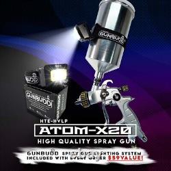 Pistolet de peinture professionnel Atom X20 pour automobile HVLP avec lumière Gunbudd gratuite