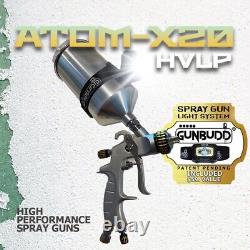 Pistolet de pulvérisation de peinture atomique X20 à solvant / à base d'eau avec pistolet HVLP Gravity Spray et GUNBUDD GRATUIT