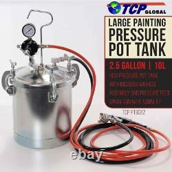 Pistolet pulvérisateur de peinture à réservoir sous pression TCP Global avec buse de 1,5 mm 2-1/2 gallons de pression