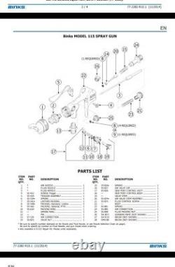 Pistolet pulvérisateur de retouche de peinture conventionnel Binks Model 115 avec buse 78SD - sans godet